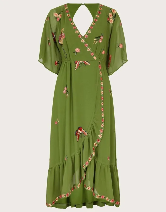 Monsoon Renee Wrap Dress Green Women Occasionwear Monsoon Renee Wrap Dress Green Women Occasionwear