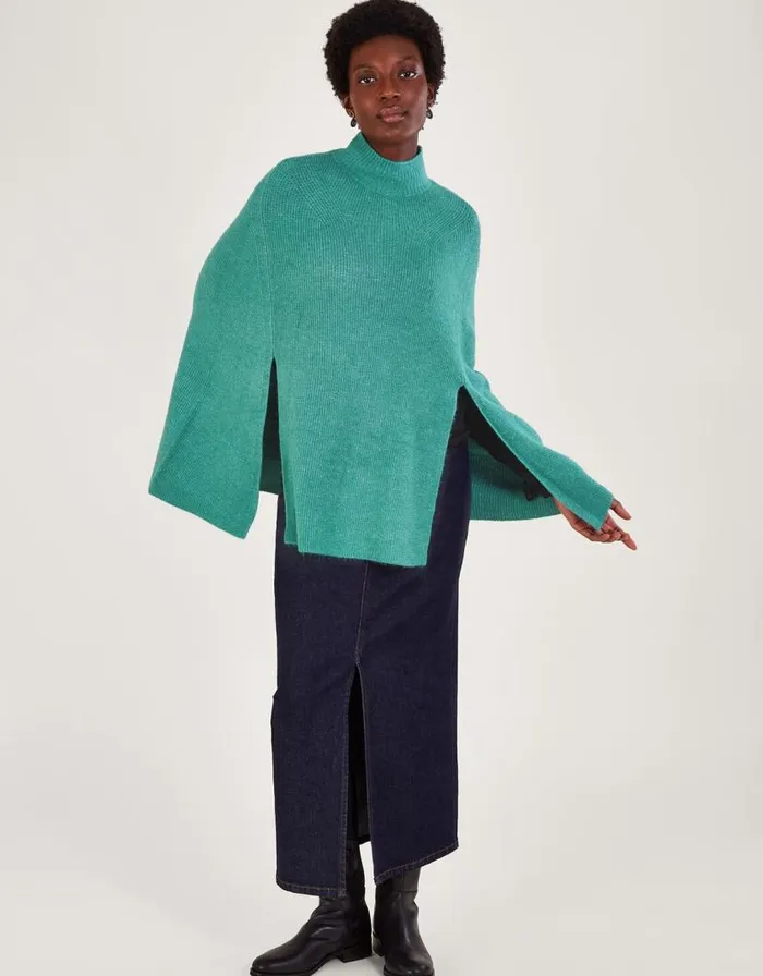 Monsoon Ribbed Poncho Women Knitwear Monsoon Ribbed Poncho Women Knitwear