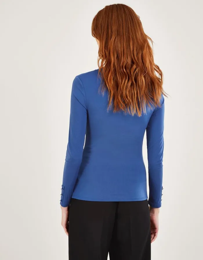 Monsoon Ruched Front Jersey Top With Recycled Polyester Blue Women Tops and Blouses Monsoon Ruched Front Jersey Top With Recycled Polyester Blue Women Tops and Blouses