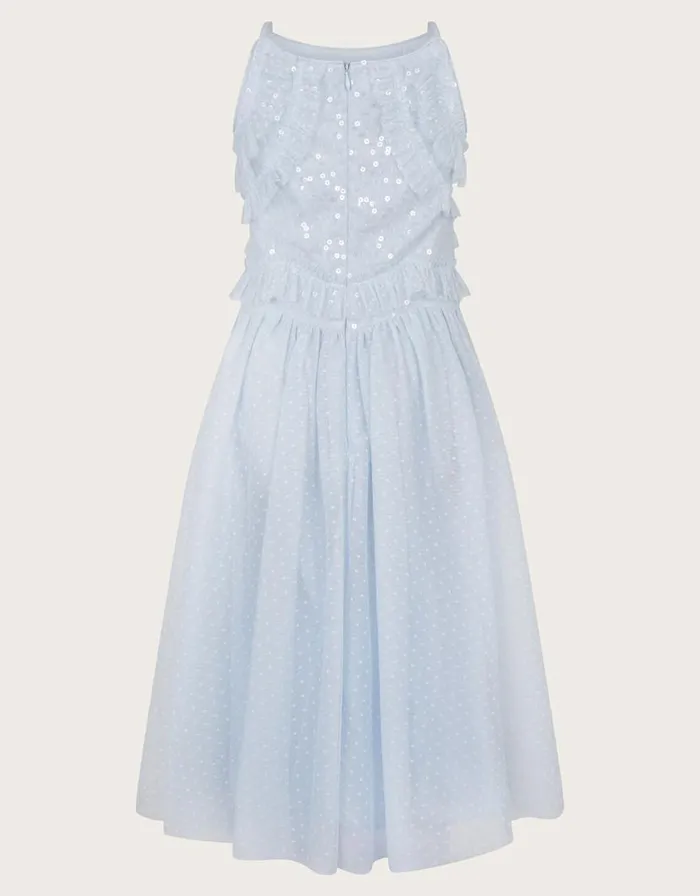 Monsoon Ruffle Sequin Truth Dress Blue Children Dresses Monsoon Ruffle Sequin Truth Dress Blue Children Dresses