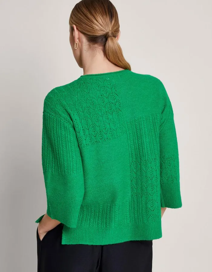 Monsoon San Mixed Knit Jumper Green Women Knitwear Monsoon San Mixed Knit Jumper Green Women Knitwear