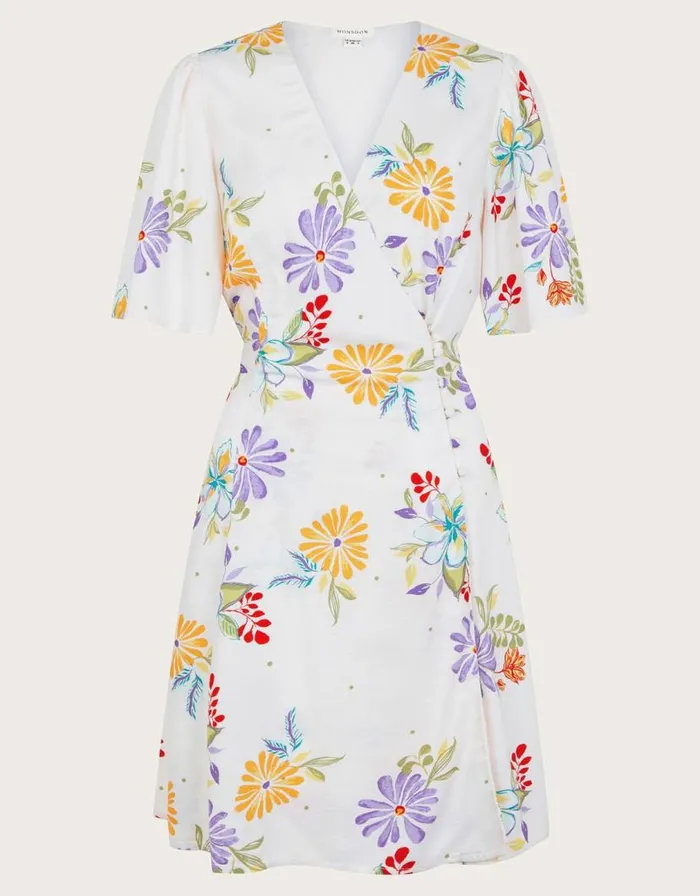 Monsoon Sandie Floral Dress Ivory Women Occasion Dresses Monsoon Sandie Floral Dress Ivory Women Occasion Dresses
