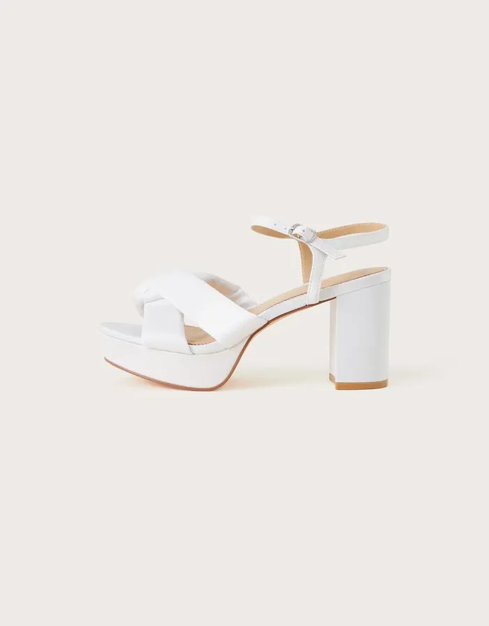 Monsoon Satin Knot Platform Heeled Sandals Ivory Women Platforms Monsoon Satin Knot Platform Heeled Sandals Ivory Women Platforms