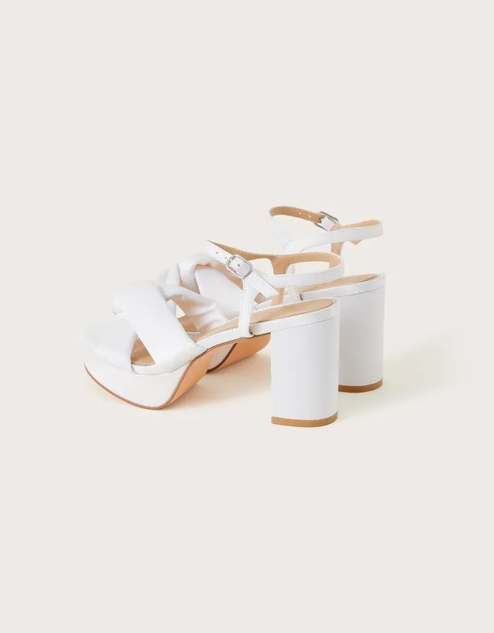 Monsoon Satin Knot Platform Heeled Sandals Ivory Women Platforms Monsoon Satin Knot Platform Heeled Sandals Ivory Women Platforms