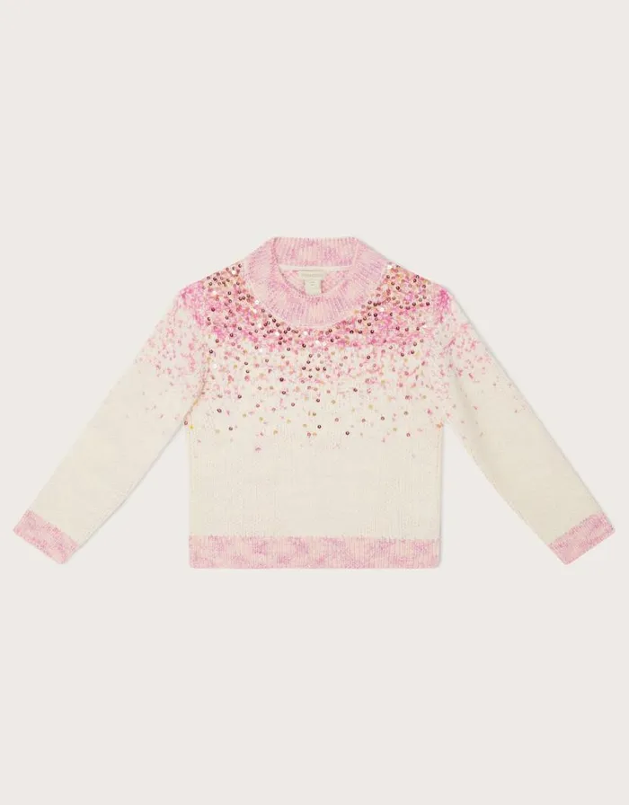 Monsoon Sequin Jumper Pink Children Tops and Tshirts