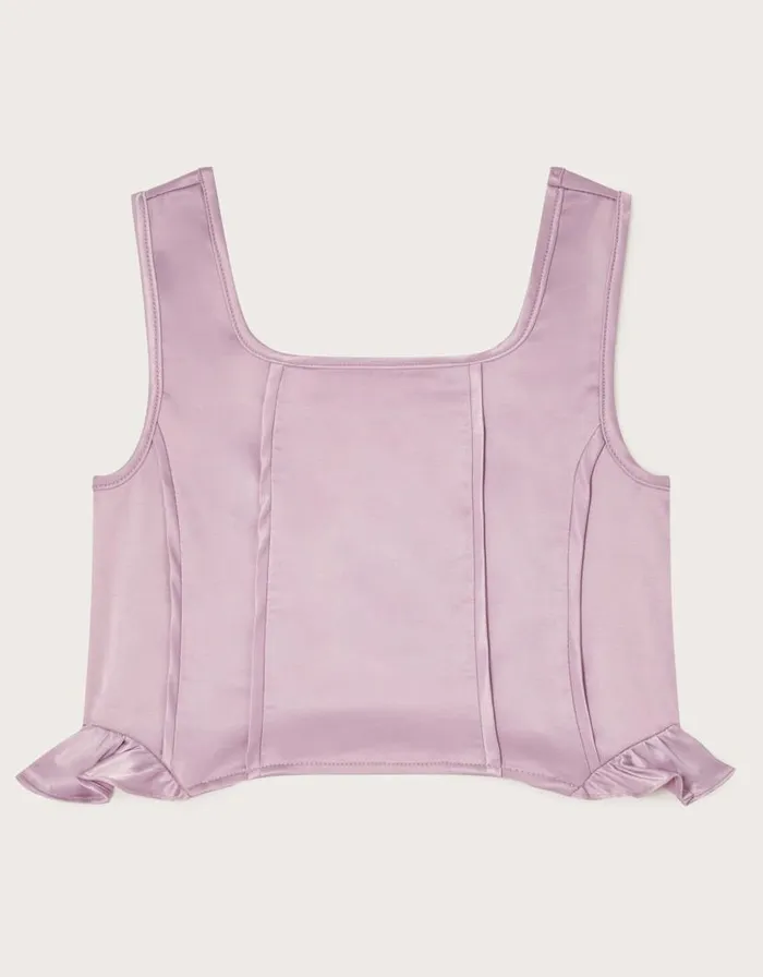 Monsoon Serene Sleeveless Satin Top Purple Children Partywear