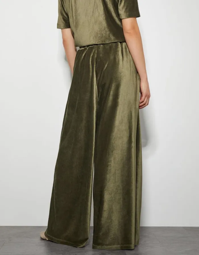 Monsoon Shay Rib Velour Wide Leg Trousers Green Women Trousers and Jeans Monsoon Shay Rib Velour Wide Leg Trousers Green Women Trousers and Jeans