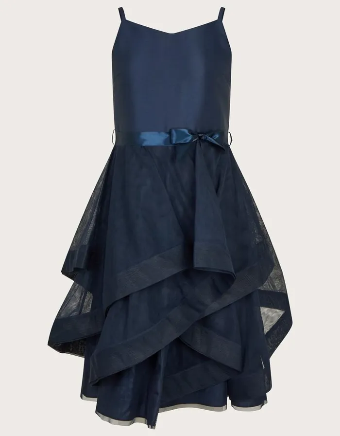 Monsoon Sienna Ruffle Prom Dress Blue Children Partywear