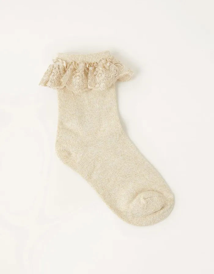 Monsoon Sparkle Flower Socks Gold Children Girls039 Tights and Socks