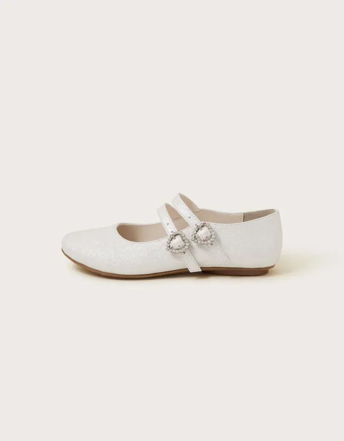Monsoon Sparkle TwoStrap Ballerina Flats Silver Children Partywear Monsoon Sparkle TwoStrap Ballerina Flats Silver Children Partywear