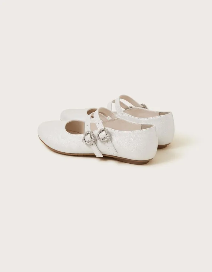 Monsoon Sparkle TwoStrap Ballerina Flats Silver Children Partywear Monsoon Sparkle TwoStrap Ballerina Flats Silver Children Partywear
