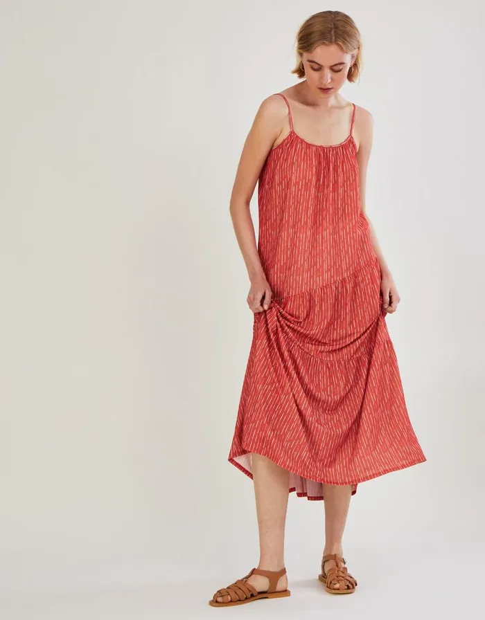 Monsoon Stripe Maxi Jersey Dress Orange Women Work Dresses