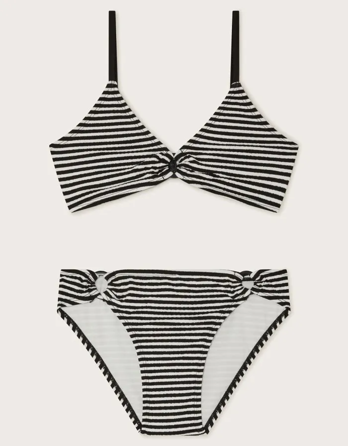 Monsoon Stripe Ring Bikini Set Black Children Beachwear and Swimwear