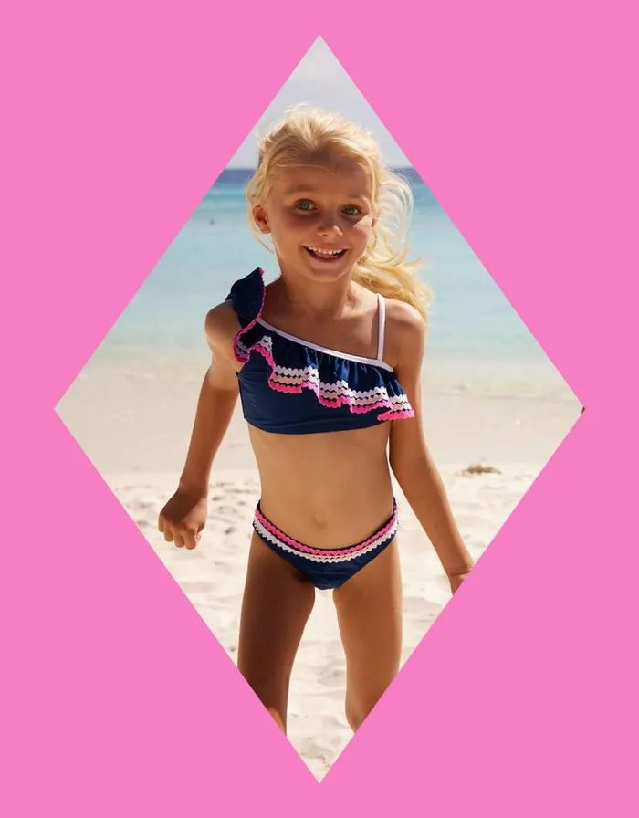 Monsoon Sunuva OneShoulder Bikini Set Blue Children Beachwear and Swimwear