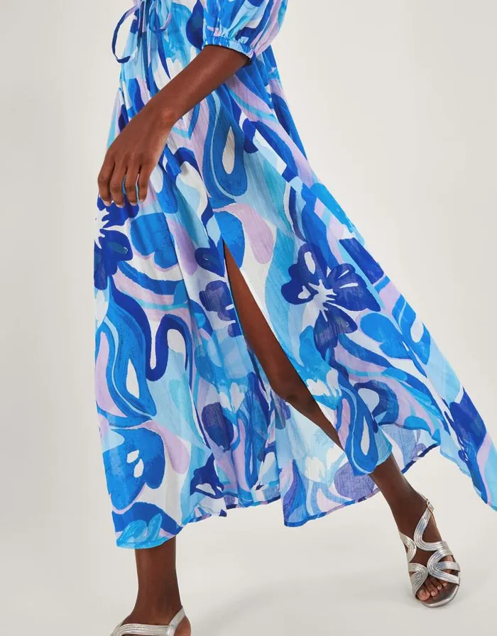 Monsoon Swirl Print Maxi Dress Blue Women Beachwear and Swimwear Monsoon Swirl Print Maxi Dress Blue Women Beachwear and Swimwear