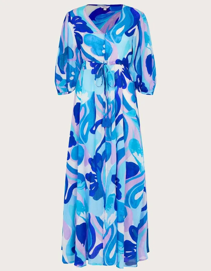 Monsoon Swirl Print Maxi Dress Blue Women Beachwear and Swimwear Monsoon Swirl Print Maxi Dress Blue Women Beachwear and Swimwear