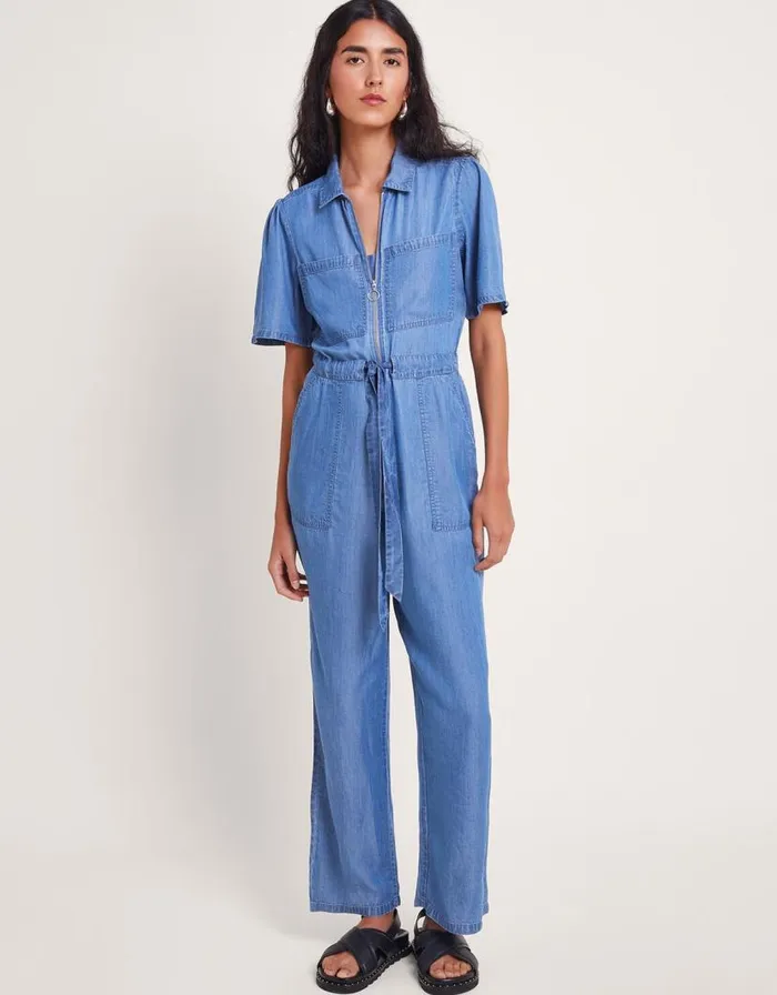 Monsoon Tara Denim Jumpsuit Blue Women Casualwear