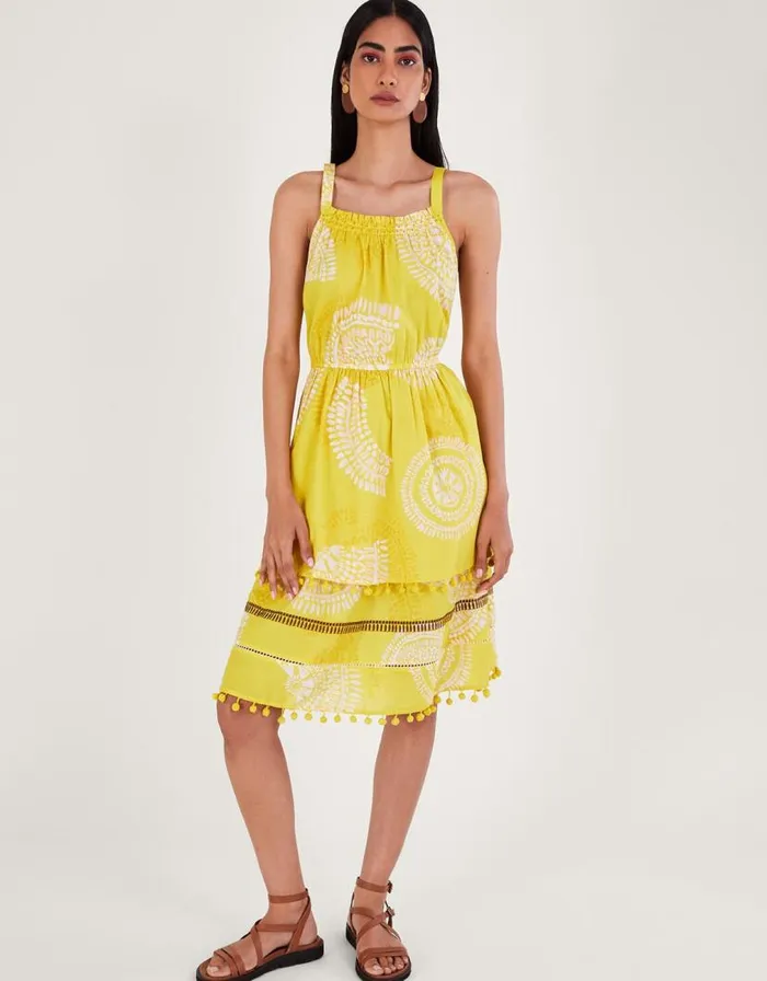 Monsoon Tiered Halter Dress Yellow Women Beachwear and Swimwear