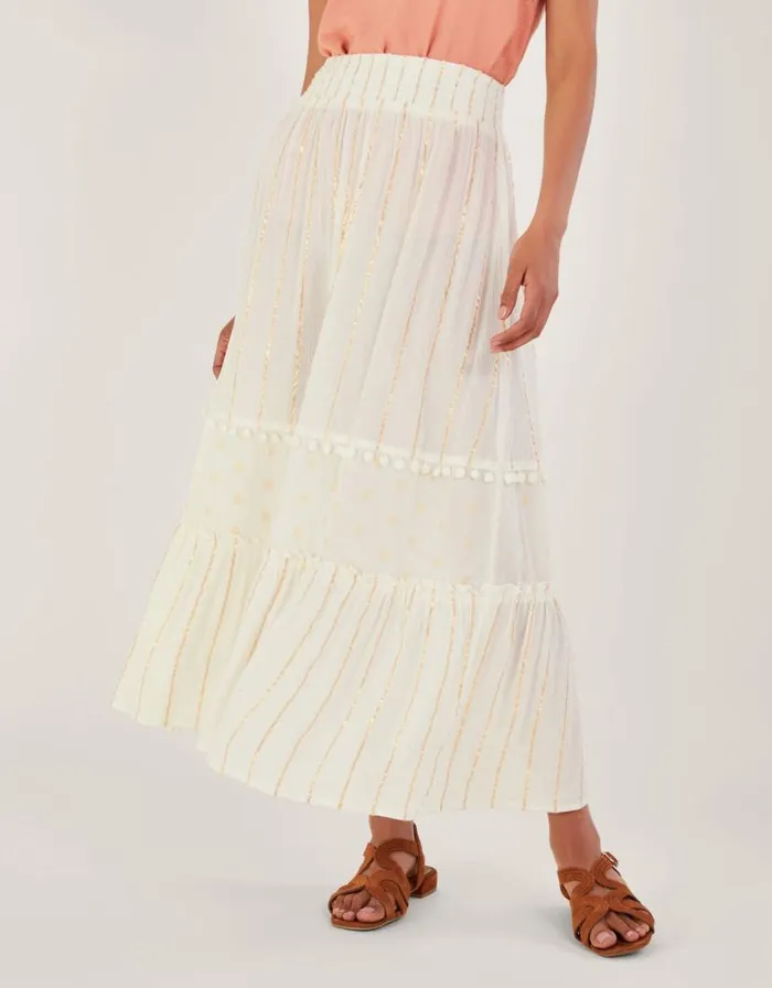 Monsoon Tiered Metallic Beach Skirt White Women Beachwear and Swimwear Monsoon Tiered Metallic Beach Skirt White Women Beachwear and Swimwear