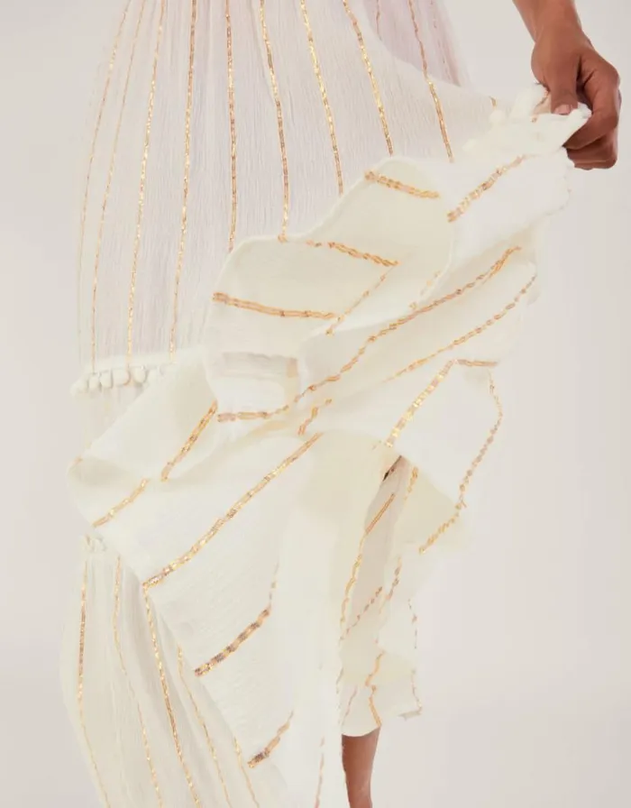 Monsoon Tiered Metallic Beach Skirt White Women Beachwear and Swimwear Monsoon Tiered Metallic Beach Skirt White Women Beachwear and Swimwear