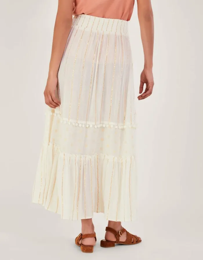 Monsoon Tiered Metallic Beach Skirt White Women Beachwear and Swimwear Monsoon Tiered Metallic Beach Skirt White Women Beachwear and Swimwear