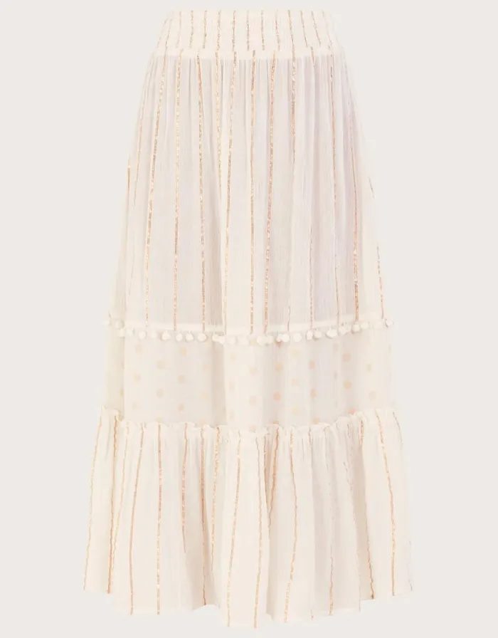 Monsoon Tiered Metallic Beach Skirt White Women Beachwear and Swimwear Monsoon Tiered Metallic Beach Skirt White Women Beachwear and Swimwear
