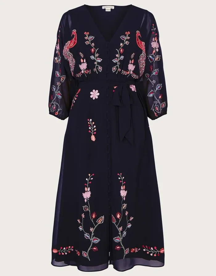 Monsoon Tina Embroidered Wrap Dress Black Women Occasionwear Monsoon Tina Embroidered Wrap Dress Black Women Occasionwear