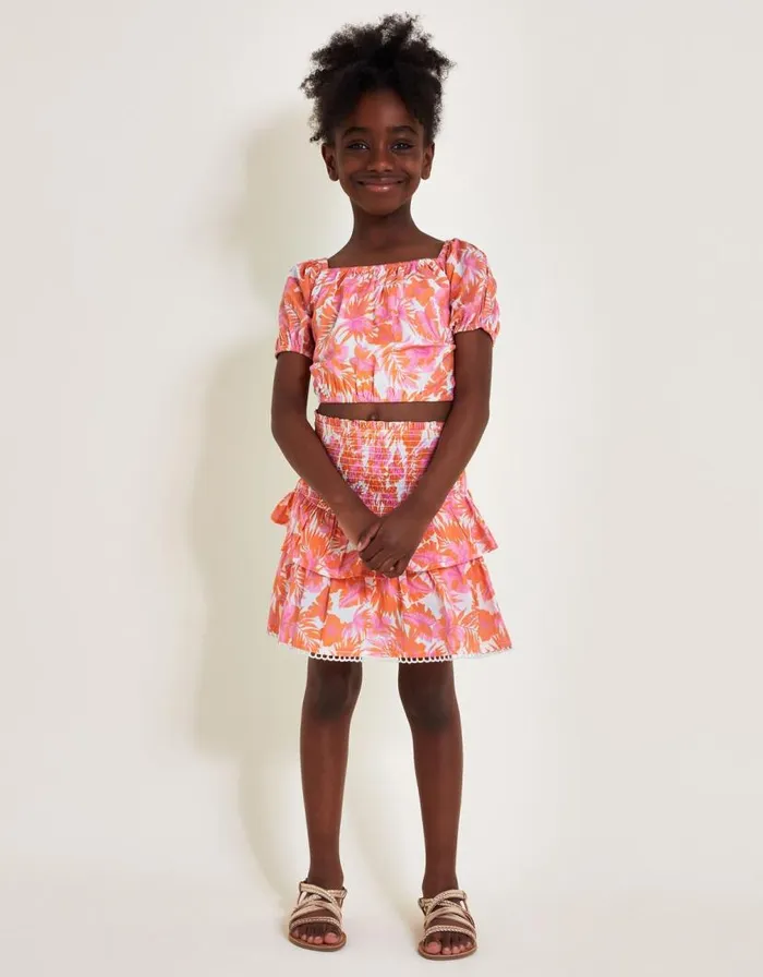 Monsoon Tinashe Palm Print Crop Top Orange Children Casualwear Collection