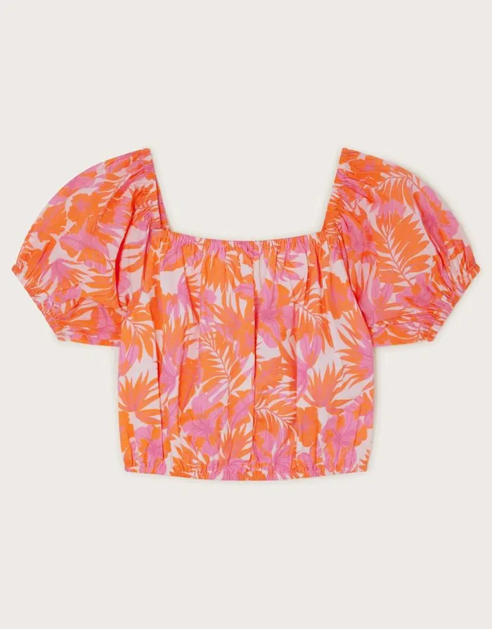 Monsoon Tinashe Palm Print Crop Top Orange Children Casualwear Collection Monsoon Tinashe Palm Print Crop Top Orange Children Casualwear Collection