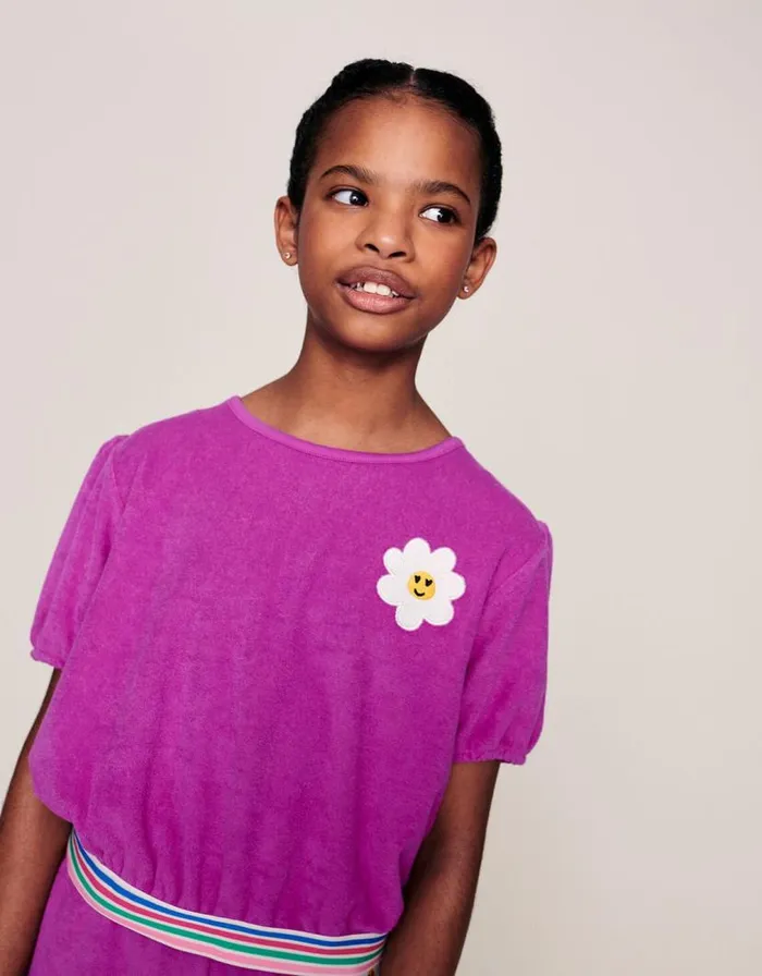 Monsoon Towelling Puff Sleeve Top Pink Children Casualwear Collection