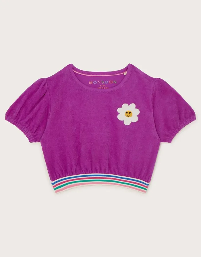 Monsoon Towelling Puff Sleeve Top Pink Children Casualwear Collection Monsoon Towelling Puff Sleeve Top Pink Children Casualwear Collection