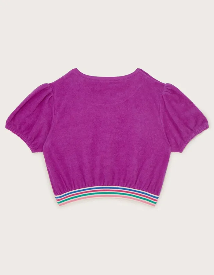 Monsoon Towelling Puff Sleeve Top Pink Children Casualwear Collection Monsoon Towelling Puff Sleeve Top Pink Children Casualwear Collection