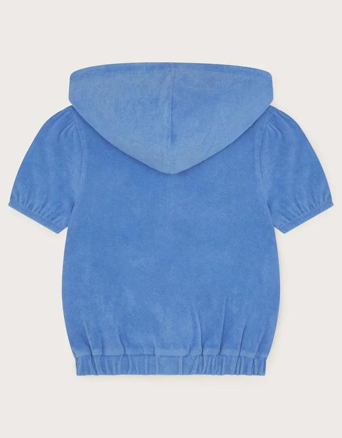 Monsoon Towelling Short Sleeve Hoodie Blue Children Knitwear and Cardigans Monsoon Towelling Short Sleeve Hoodie Blue Children Knitwear and Cardigans