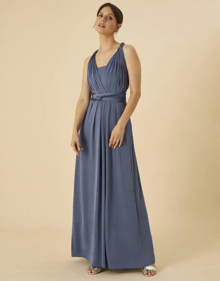 Monsoon Tracy Twist Me Tie Me Maxi Dress Blue Women Occasion Dresses