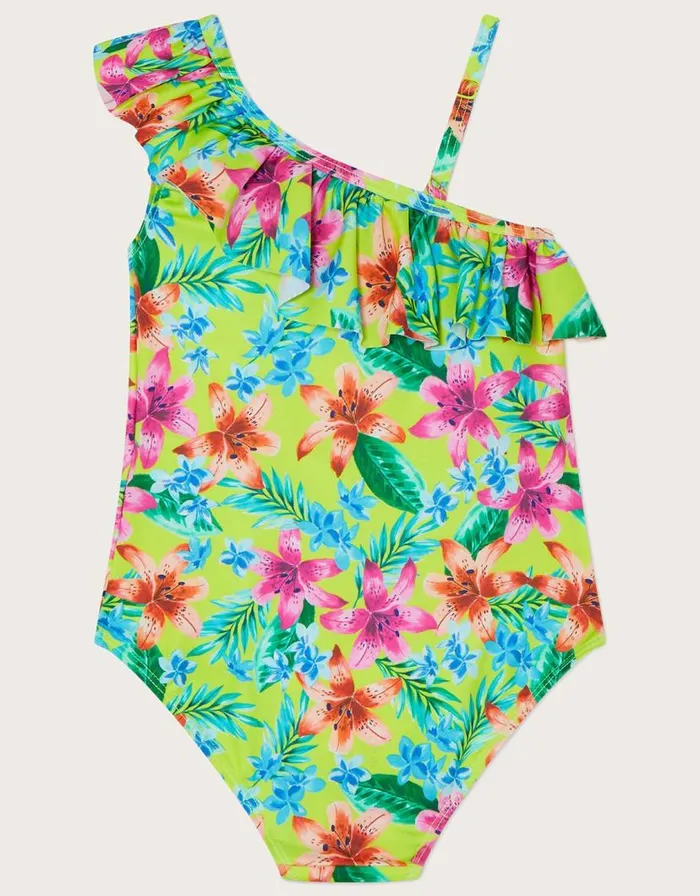 Monsoon Tropical OneShoulder Swimsuit Green Children Beachwear and Swimwear