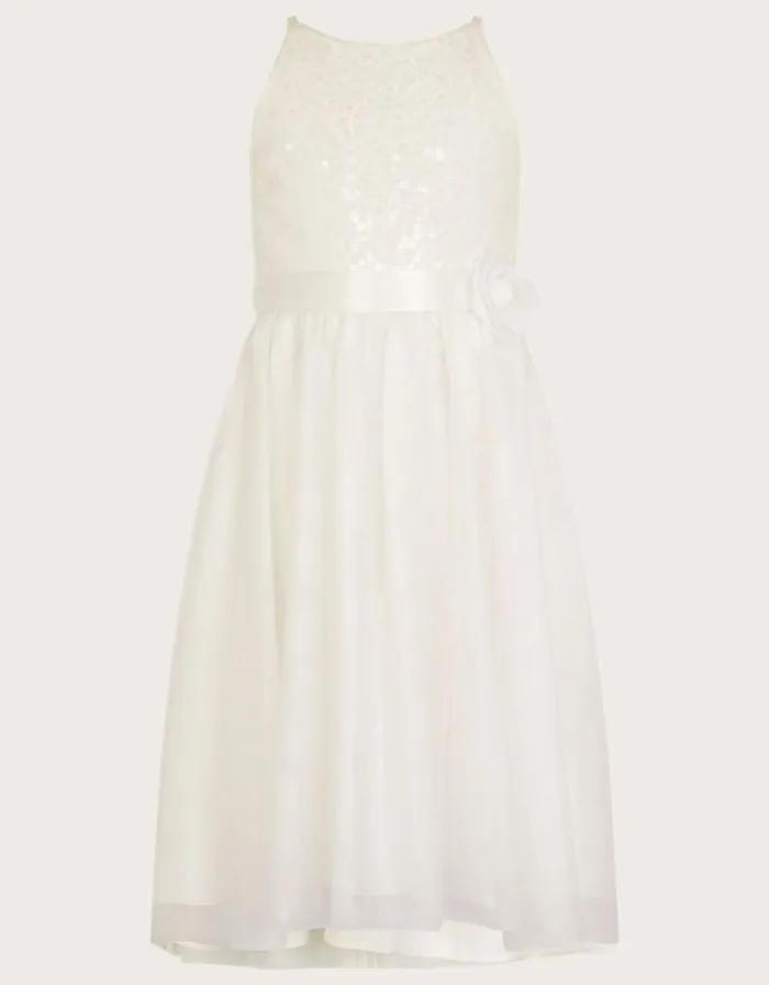 Monsoon Truth Sequin Maxi Dress Ivory Children Dresses