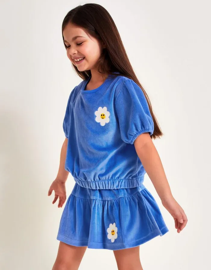 Monsoon Velour Tiered Skirt Blue Children Casualwear Collection