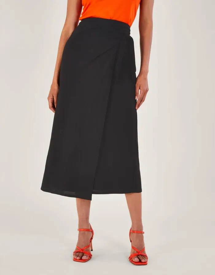 Monsoon Winnie Wrap Midi Skirt Black Women Casualwear Monsoon Winnie Wrap Midi Skirt Black Women Casualwear