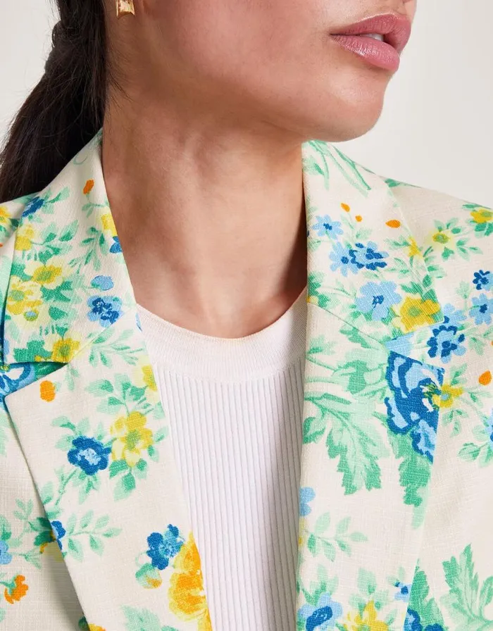 Monsoon Zimira Floral Print Blazer Ivory Women Jackets Monsoon Zimira Floral Print Blazer Ivory Women Jackets