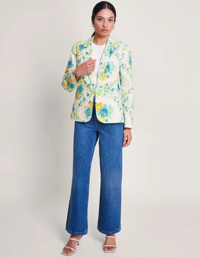 Monsoon Zimira Floral Print Blazer Ivory Women Jackets Monsoon Zimira Floral Print Blazer Ivory Women Jackets