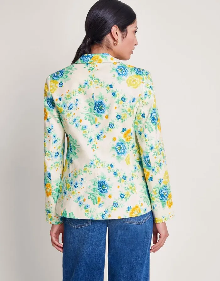 Monsoon Zimira Floral Print Blazer Ivory Women Jackets Monsoon Zimira Floral Print Blazer Ivory Women Jackets