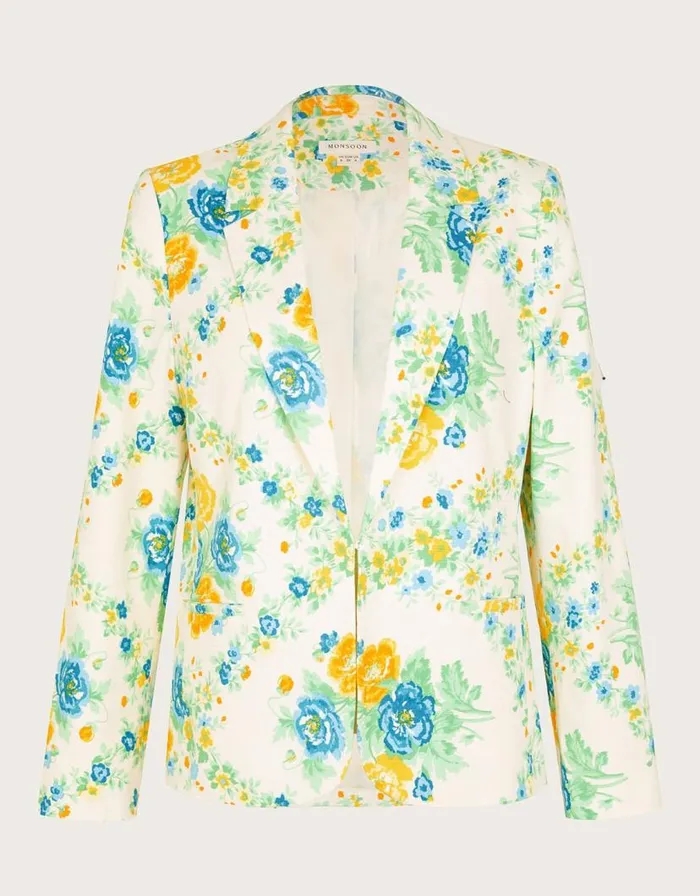Monsoon Zimira Floral Print Blazer Ivory Women Jackets Monsoon Zimira Floral Print Blazer Ivory Women Jackets
