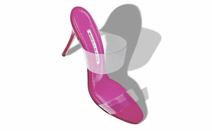 Mules Women Manolo Blahnik SCOLTODark Pink PVC Open Toe Mules