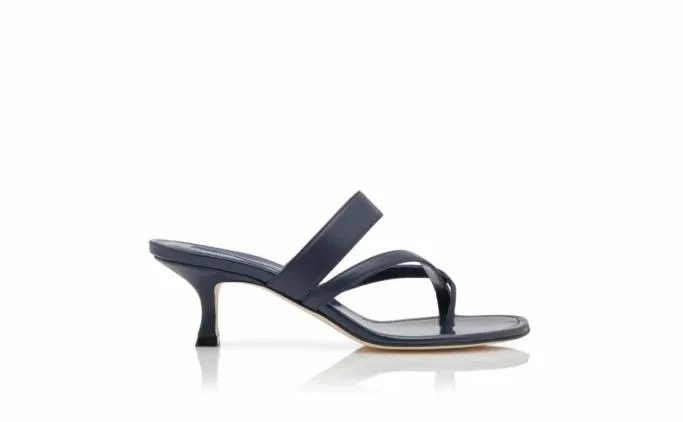 Mules Women Manolo Blahnik SUSANavy Blue Nappa Leather Crossover Strappy Mules Mules Women Manolo Blahnik SUSANavy Blue Nappa Leather Crossover Strappy Mules
