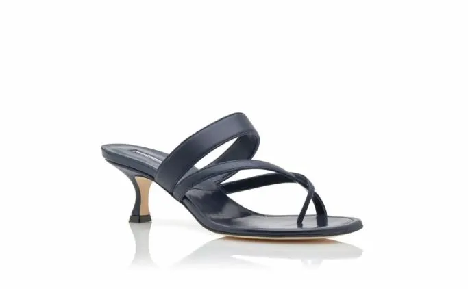 Mules Women Manolo Blahnik SUSANavy Blue Nappa Leather Crossover Strappy Mules Mules Women Manolo Blahnik SUSANavy Blue Nappa Leather Crossover Strappy Mules