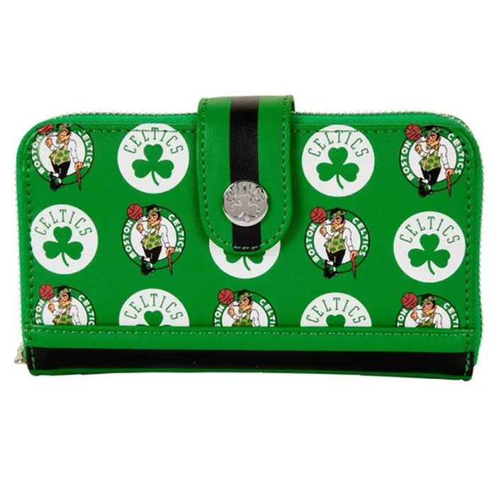NBA Boston Celtics Logo Zip Around Wallet Unisex Loungefly Bags and Wallets