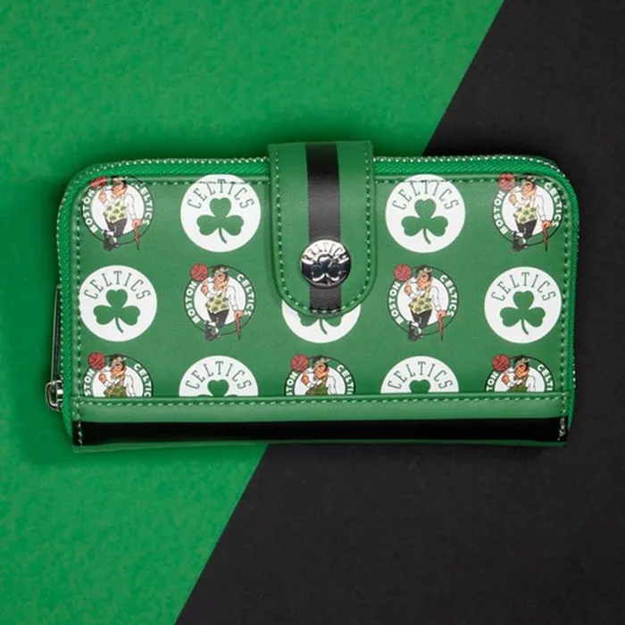 NBA Boston Celtics Logo Zip Around Wallet Unisex Loungefly Bags and Wallets