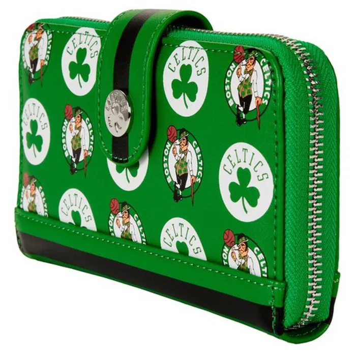 NBA Boston Celtics Logo Zip Around Wallet Unisex Loungefly Bags and Wallets