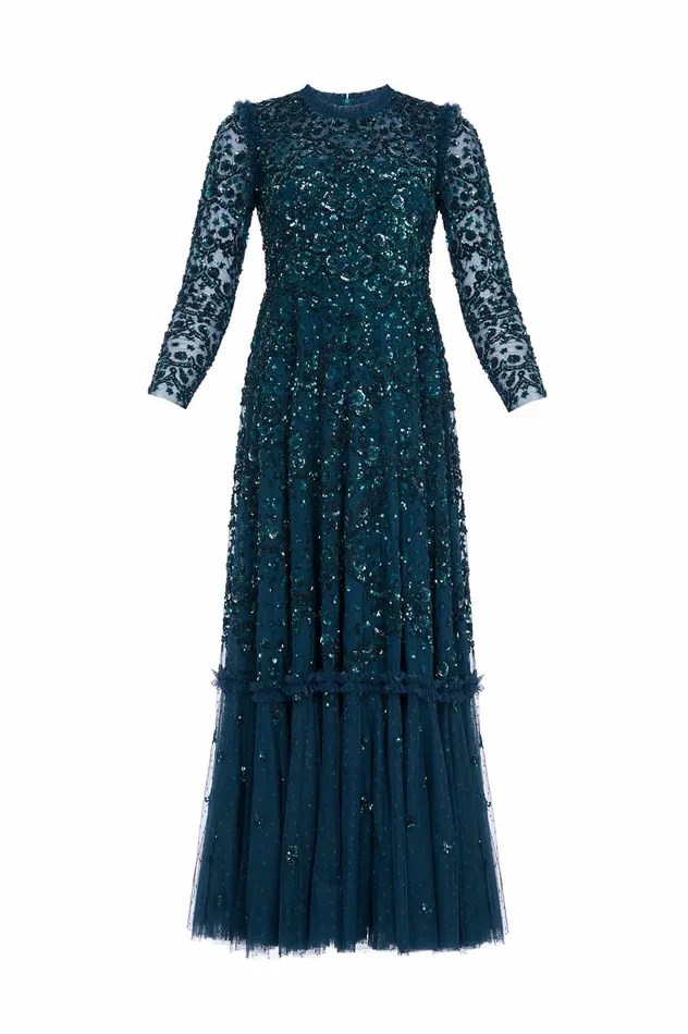 Needle and Thread Alina Sequin Ankle Gown Green Women Embellished Dresses
