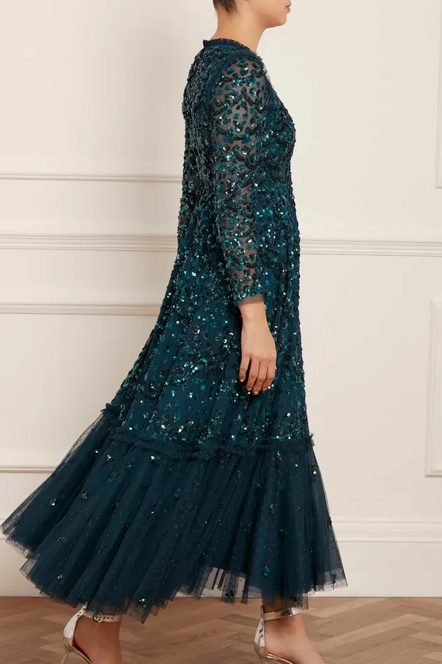 Needle and Thread Alina Sequin Ankle Gown Green Women Embellished Dresses